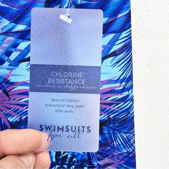 Swimsuits For All Longer Length Short-Sleeve Swim Tunic Size 22 Tropical Palm - Picture 5 of 10